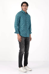 Mens Casual Shirt (Teal Printed)